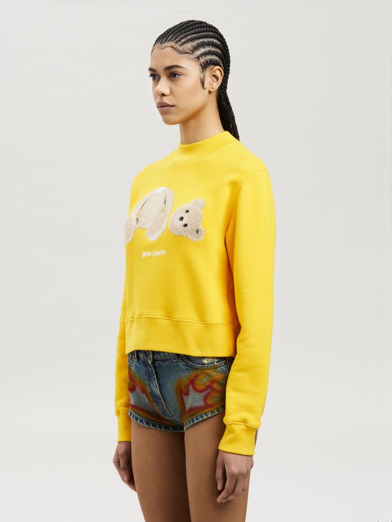 Sudaderas Palm Angels Pa Bear Fitted Sweatshirt Mujer Amarillo Marrones | ES-183134