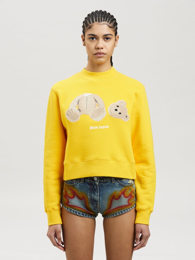 Sudaderas Palm Angels Pa Bear Fitted Sweatshirt Mujer Amarillo Marrones | ES-183134