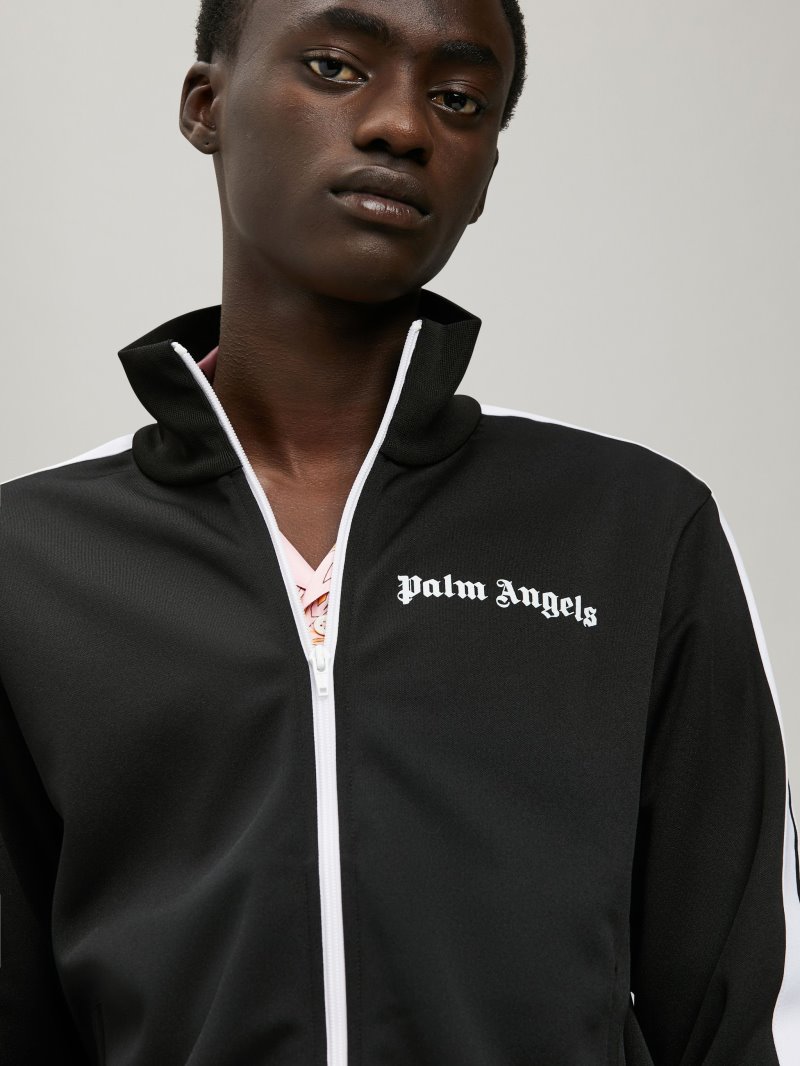 Sudaderas Palm Angels Pista Jackets Hombre Negras Blancas | ES-846299