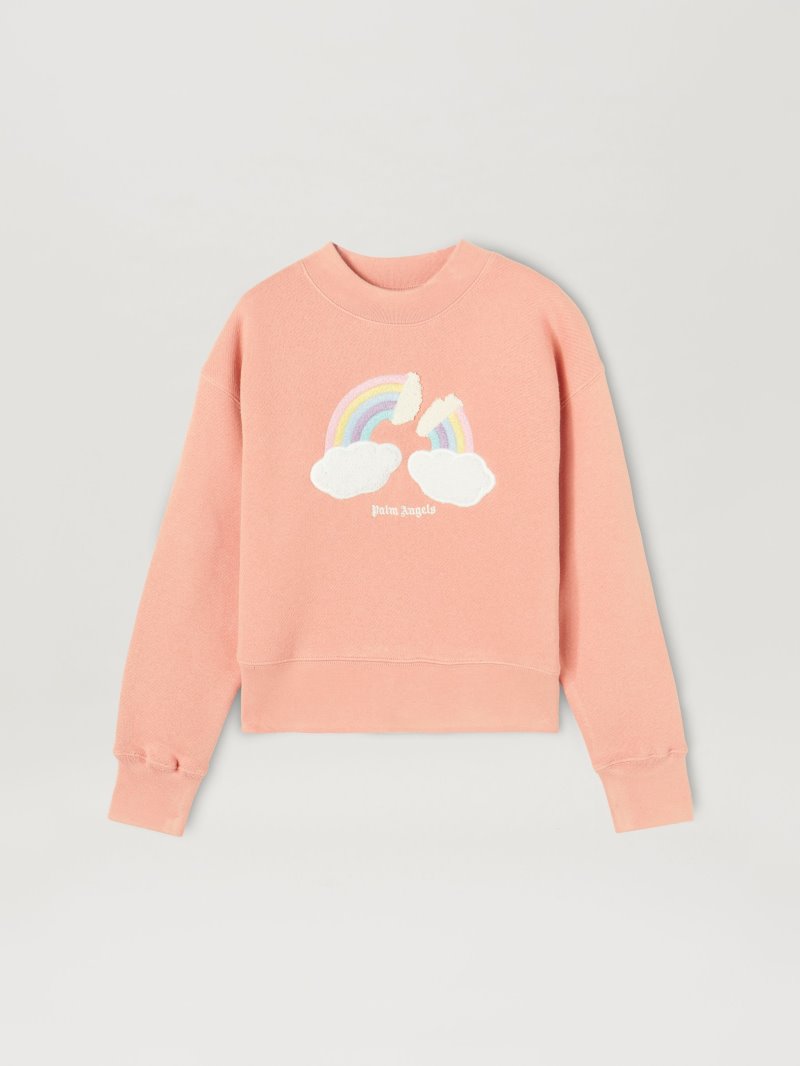 Sudaderas Palm Angels Rainbow Crewneck Sweatshirt Niños Rosas Multicolor | ES-016612