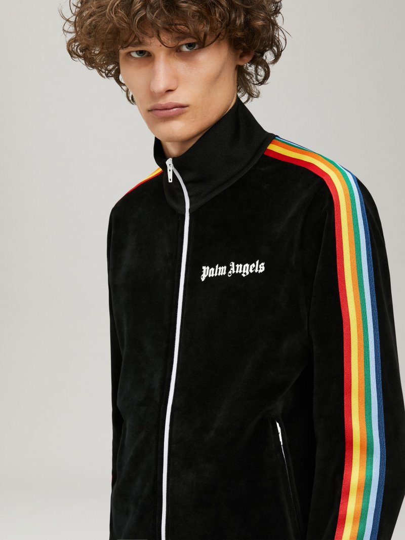 Sudaderas Palm Angels Rainbow Pista Jackets Hombre Negras Blancas | ES-507325