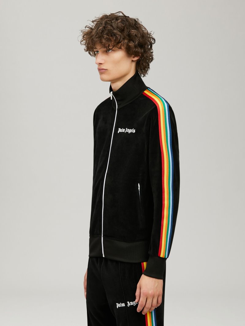 Sudaderas Palm Angels Rainbow Pista Jackets Hombre Negras Blancas | ES-507325