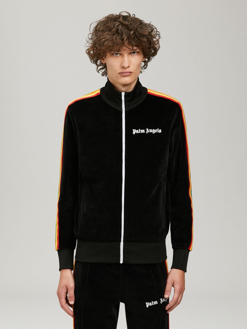 Sudaderas Palm Angels Rainbow Pista Jackets Hombre Negras Blancas | ES-507325