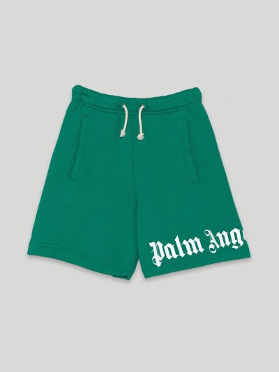 Pantalones Cortos Palm Angels Logo Shorts Niños Verde Blancas | ES-103483