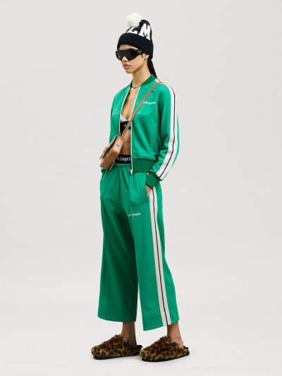 Pantalones Deportivos Palm Angels Cropped Pista Pants Mujer Verde | ES-945578