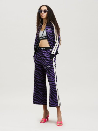 Pantalones Deportivos Palm Angels Jacquard Zebra Cropped Pista Pants Mujer Moradas | ES-316774