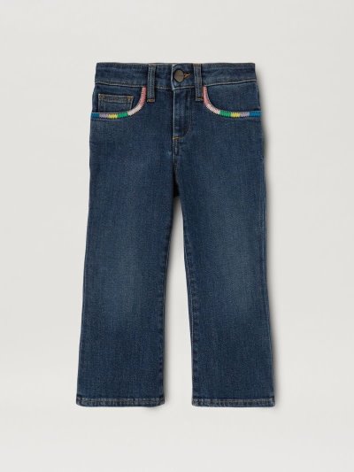 Pantalones Palm Angels Medium Wash Embroidered Denim Pants Niños Azules Multicolor | ES-654813