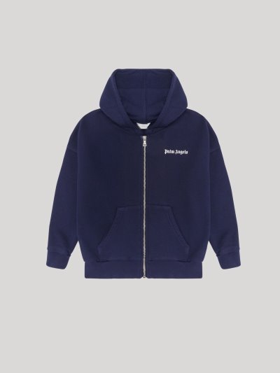 Sudadera Con Capucha Palm Angels Logo Zip Hoodie Niños Azul Marino Azules Blancas | ES-055348