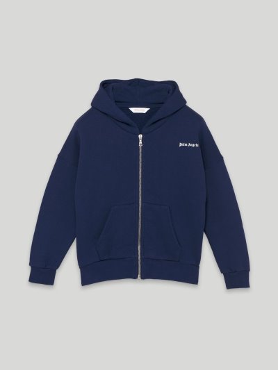 Sudadera Con Capucha Palm Angels Logo Zip Hoodie Niños Azul Marino Azules Blancas | ES-104568