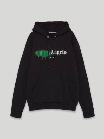 Sudadera Con Capucha Palm Angels Milano Sprayed Hoodie Hombre Negras | ES-429954